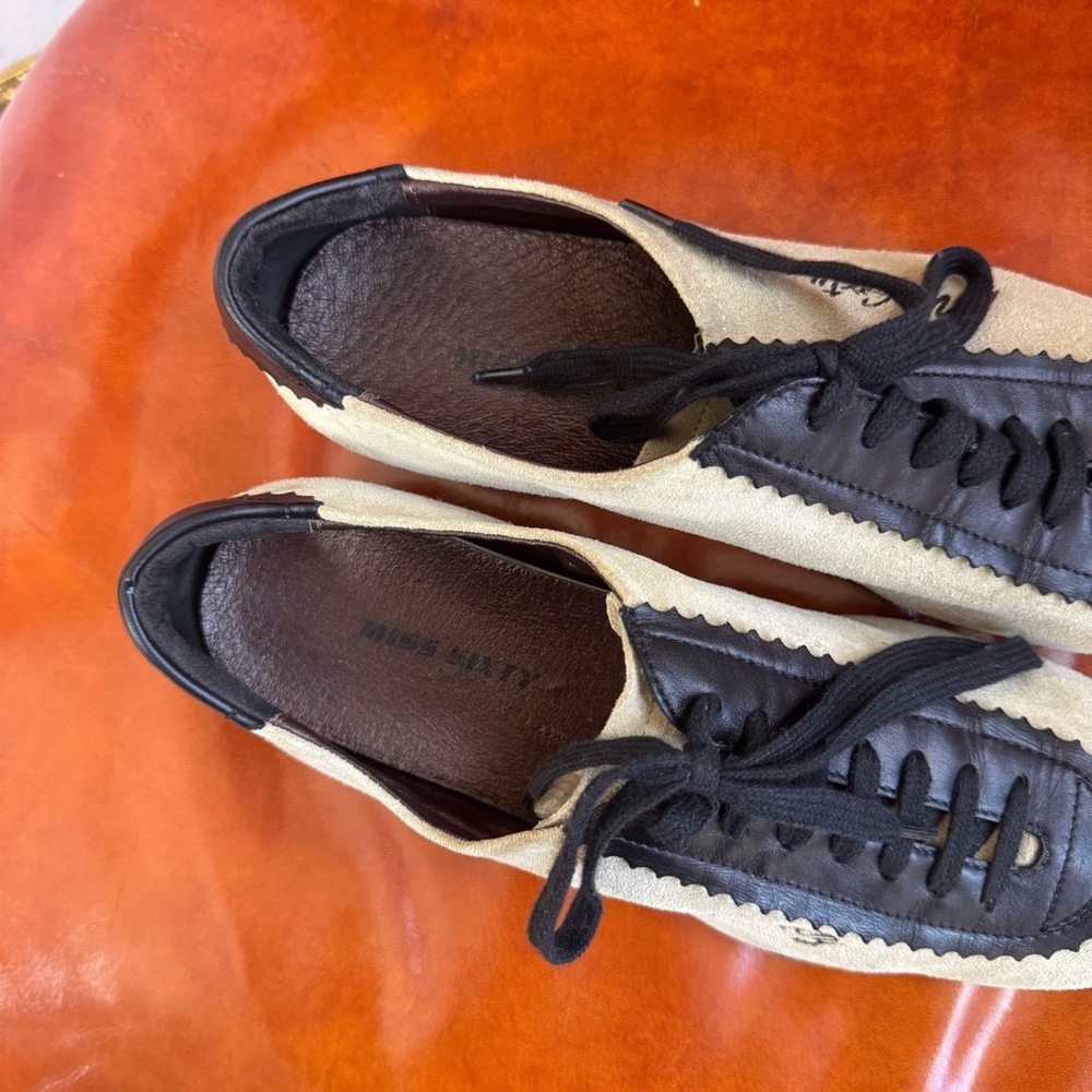 Miss Sixty Y2K Beige Brown Suede Leather Lace Up Sneakers Made in Italy Sz 37 - Picture 5 of 11